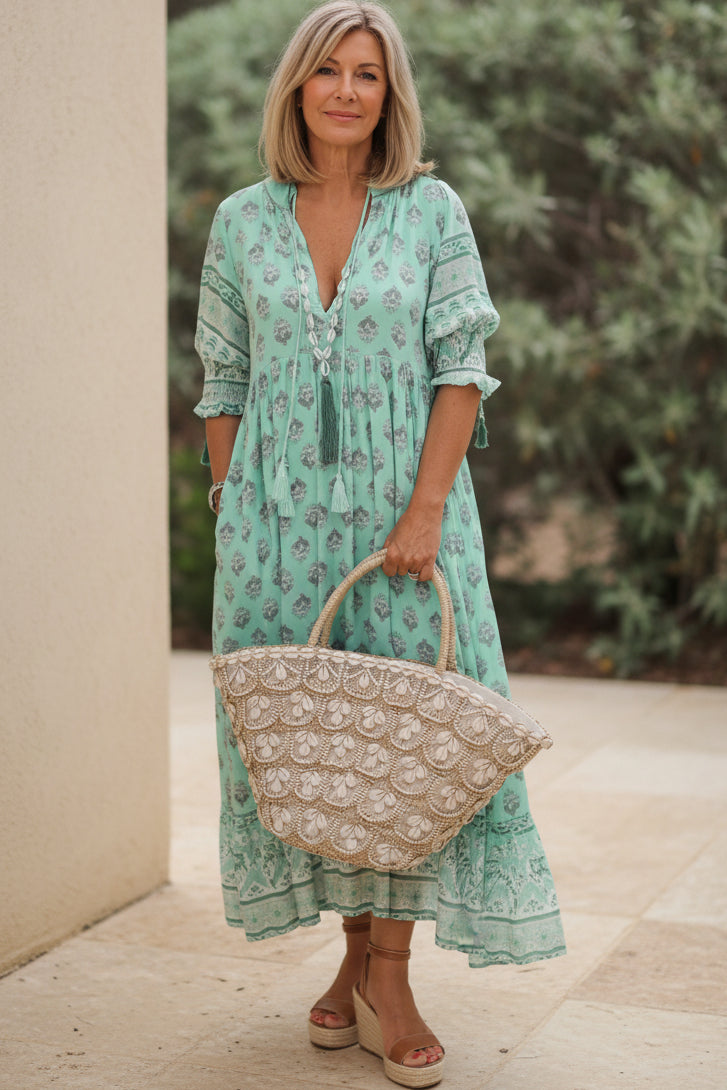 Kiara | Printed Half-Sleeve Dress