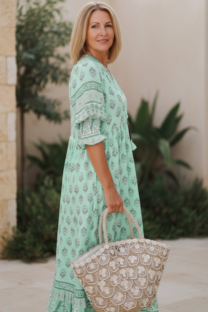 Kiara | Printed Half-Sleeve Dress